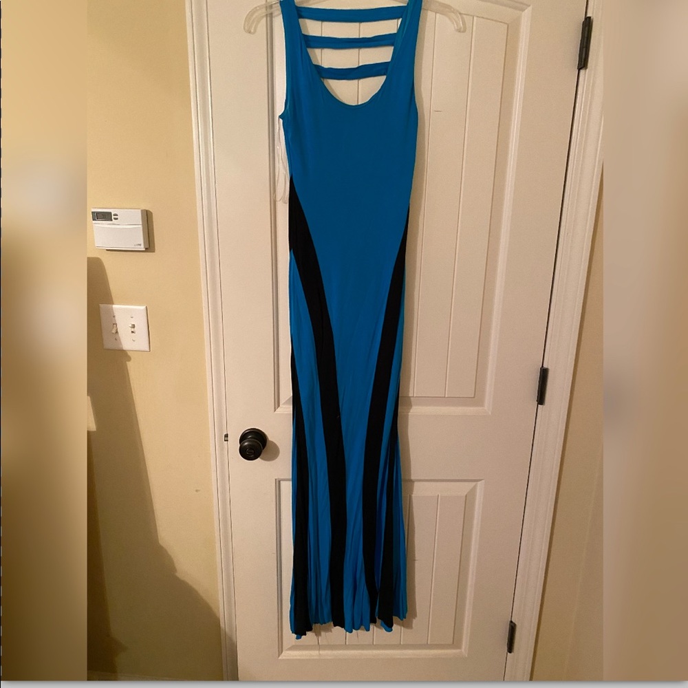 Black & Blue Fitted Maxi Dress